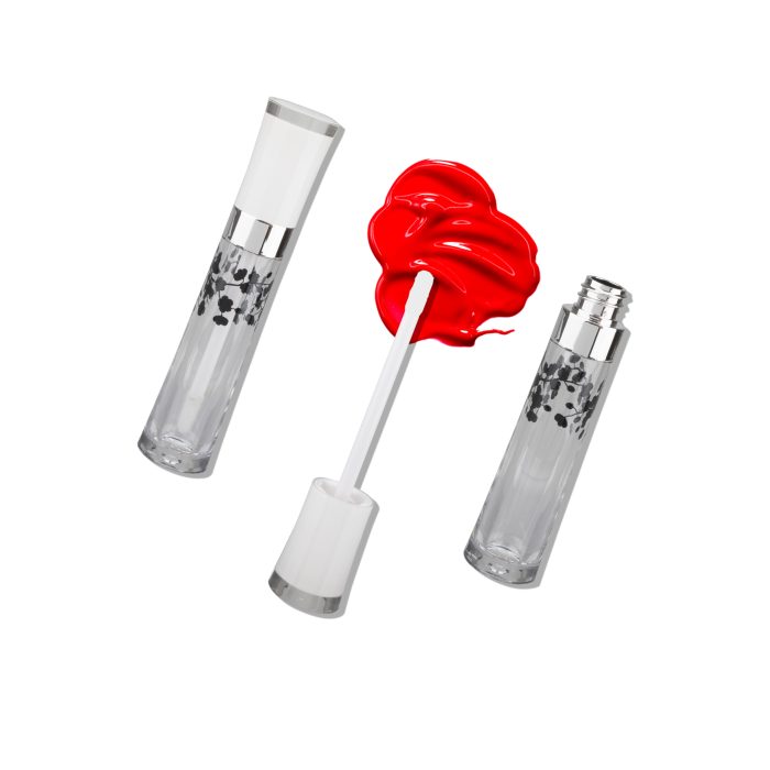 Clear Plastic White Lip Gloss Bottles Lipgloss Wand Tubes with Black Pattern - LG103 - Image 4