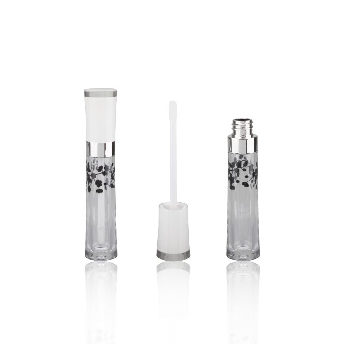 Clear Plastic White Lip Gloss Bottles Lipgloss Wand Tubes with Black Pattern - LG103