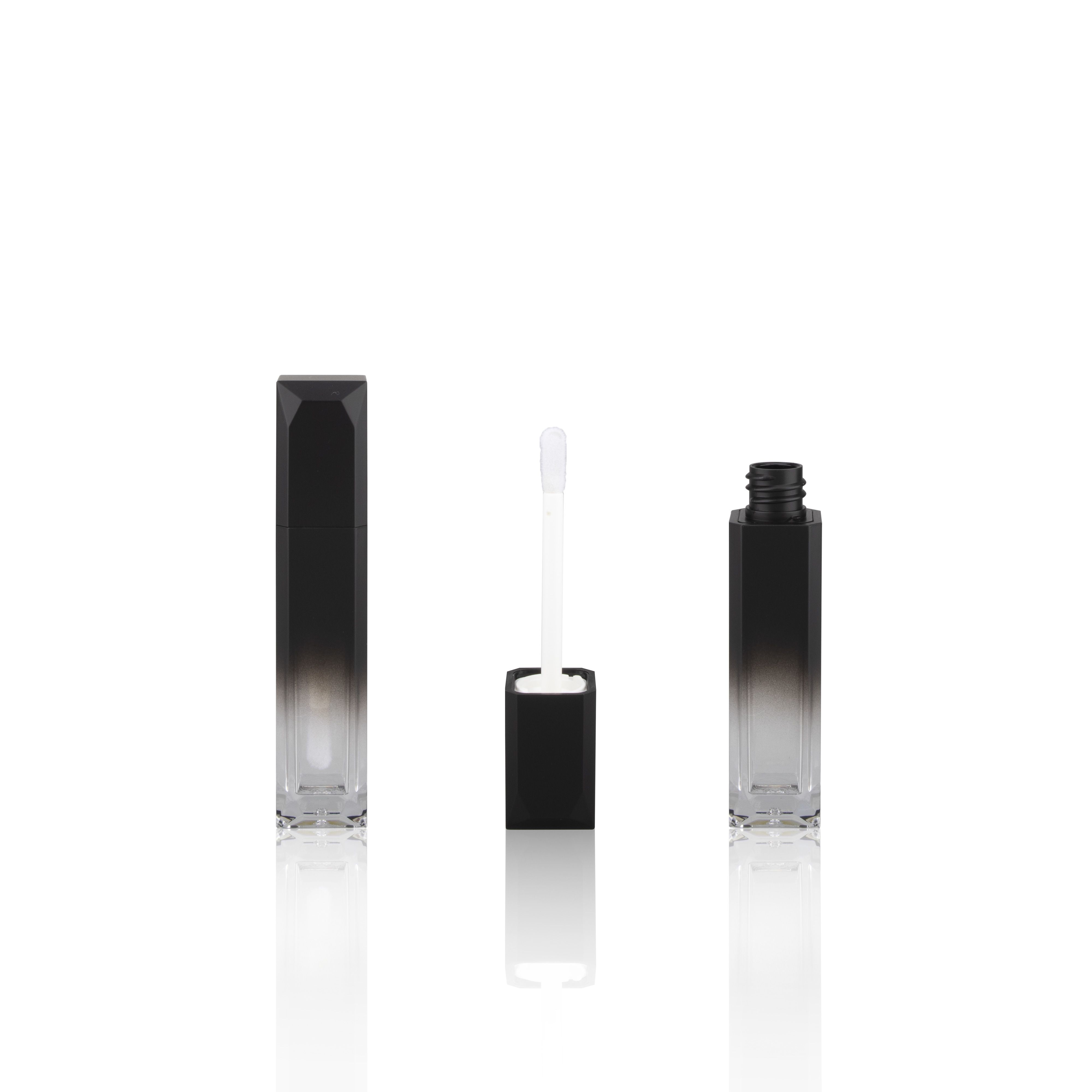 Plastic Square Gradient Lip Gloss Tube with Wands Black Lipgloss Tube ...