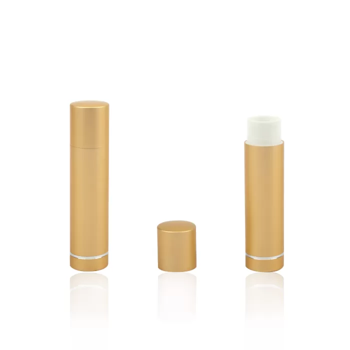 Highgrade Quality Metal Golden Lip Balm Container with Silver Ring Aluminum Cosmetic Packaging Tube - LB149