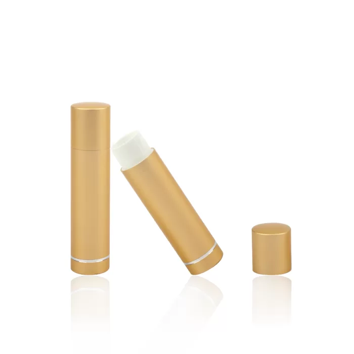 Highgrade Quality Metal Golden Lip Balm Container with Silver Ring Aluminum Cosmetic Packaging Tube - LB149 - Image 3