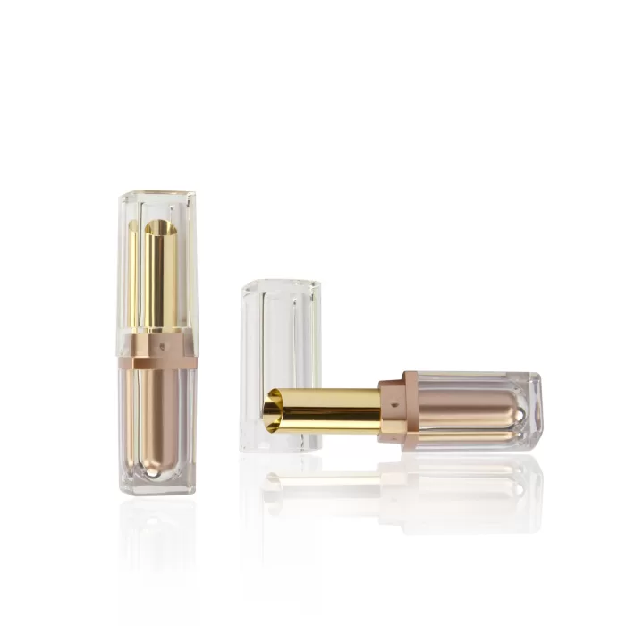 AS Plastic Cosmetic Tube Lip Balm Packaging Container Rose Gold Transparent Square - LB160 - Image 2