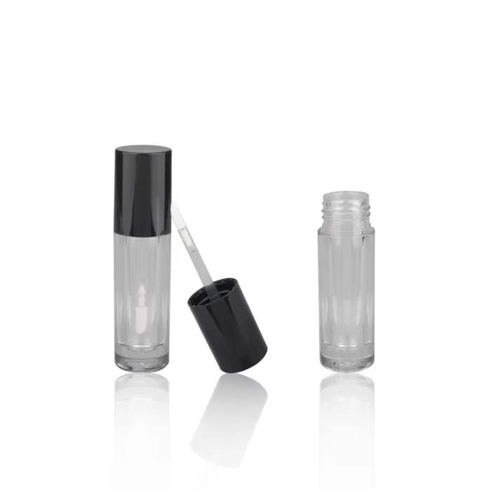 Clear Lip Gloss Tube Wand Container Wholesale Custom Cosmetic Packaging Short Round Empty 5ml 6ml Black - LG067 - Image 2