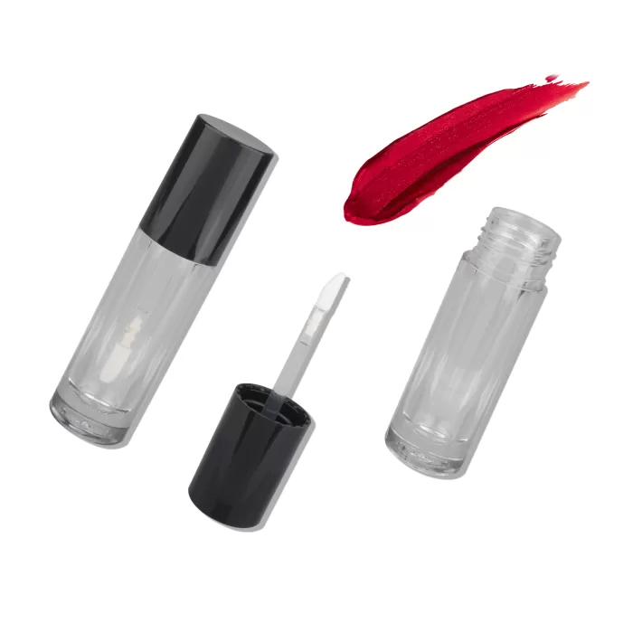 Clear Lip Gloss Tube Wand Container Wholesale Custom Cosmetic Packaging Short Round Empty 5ml 6ml Black - LG067 - Image 3