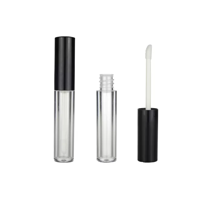 7ml 8ml High Capacity Clear Lip Gloss Tube Dual Wall Cylinder Glossy Matte Coating Black Lid - LG217