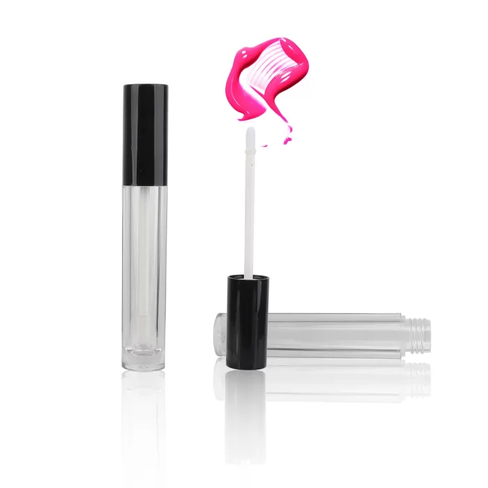 7ml 8ml High Capacity Clear Lip Gloss Tube Dual Wall Cylinder Glossy Matte Coating Black Lid - LG217 - Image 2