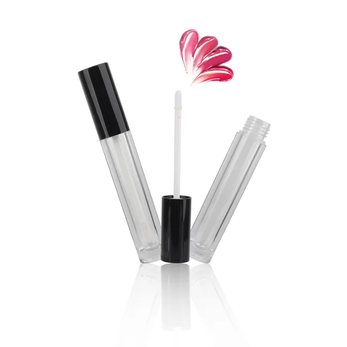 7ml 8ml High Capacity Clear Lip Gloss Tube Dual Wall Cylinder Glossy Matte Coating Black Lid - LG217 - Image 3