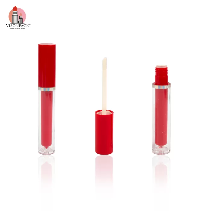 Custom Plastic Bottle Empty Round Tubes Red Cosmetic Packaging Container - LG471