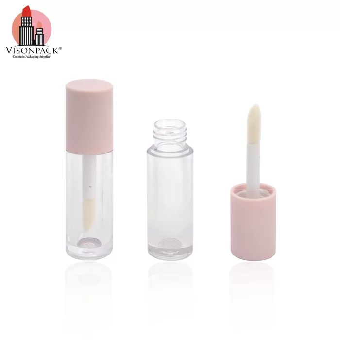 Custom Pink Round Empty Lip Oil Container 4.8ml Large Brush Wand - LG532 - Image 3