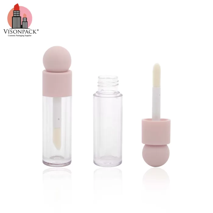 Custom Pink Round Empty Lip Oil Container 4.8ml Large Brush Wand - LG532 - Image 4