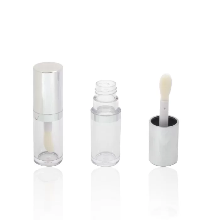 Custom Round Shape Lip Oil Packaging Silver Empty Container 8ml Big Brush Wand - LG570