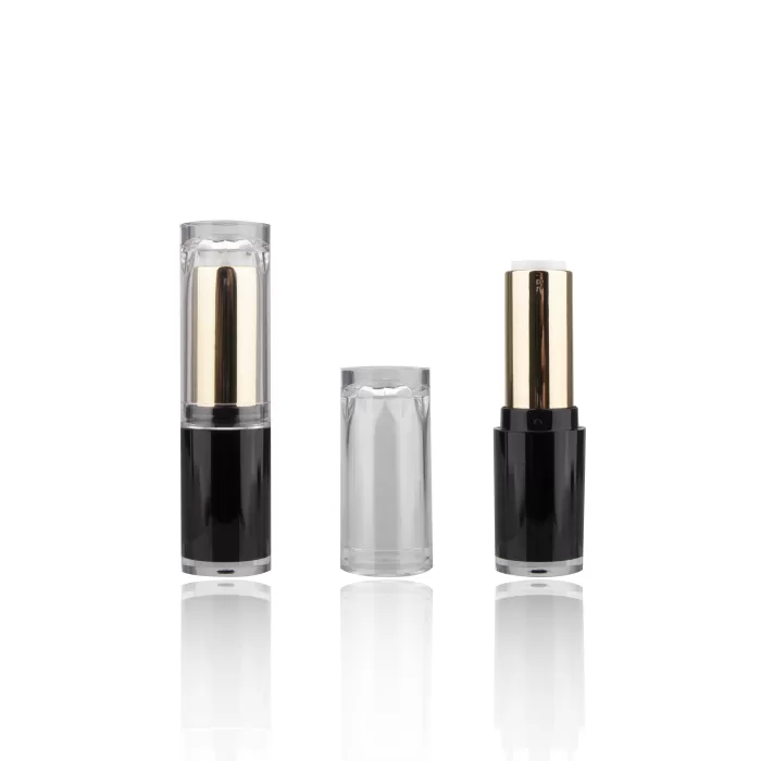 Best Price Black Gold 5g Plastic Lipstick Case Tube 12.1mm Round Chapstick Container Clear Top Transparent Bottom - LS201 - Image 3