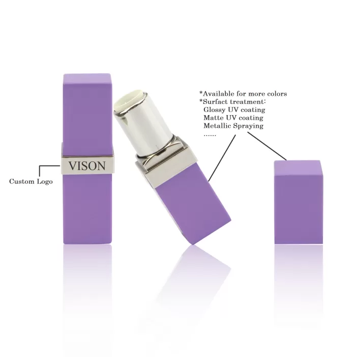 Classic Custom Empty Square Tube Purple Lipstick Case Containers OEM Color - LS565 - Image 2