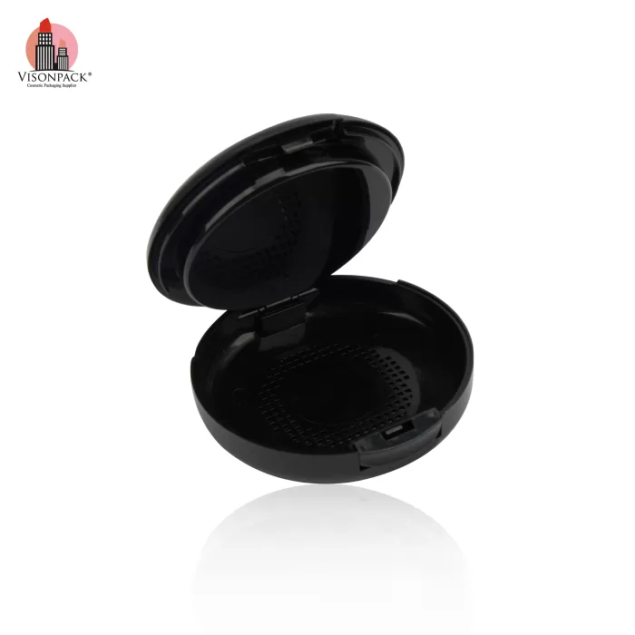 Wholesale Black Round Compact Powder Case Custom Printed Empty Pressed Packaging for Cosmetic - P040 - Image 3