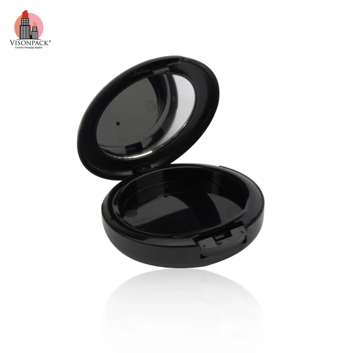 Wholesale Black Round Compact Powder Case Custom Printed Empty Pressed Packaging for Cosmetic - P040 - Image 5