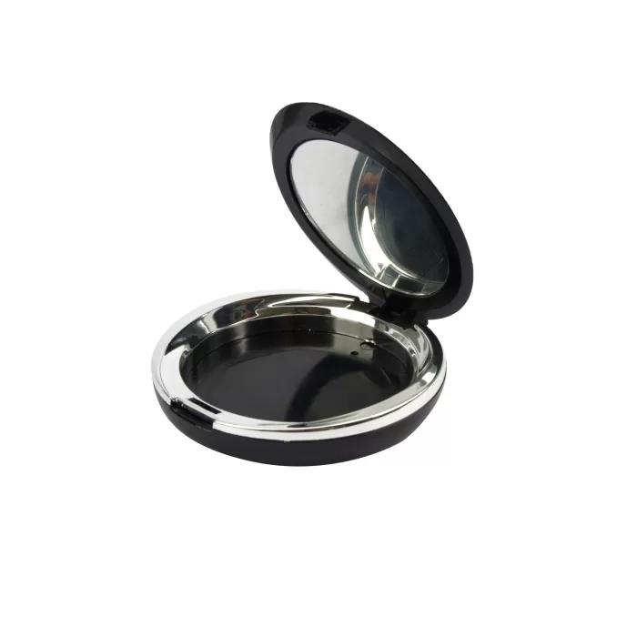 Custom Highlighter Blusher Case with Mirror Black Compact Pressed Powder Round Empty Printed - PS099